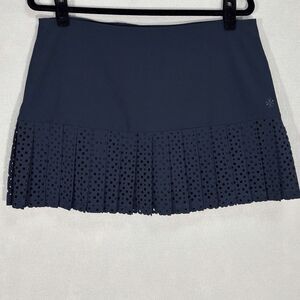 TORY BURCH Sport Laser Cut Pleated Skort Tennis Golf Pickleball Large Navy Blue
